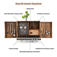 Load image into Gallery viewer, Rustic Wall Mounted Jewelry Cabinet with Barn Door Decor
