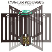 Load image into Gallery viewer, 24&quot; Folding Wooden Freestanding Pet Gate Dog Gate with 360° Hinge -Espresso
