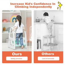 Load image into Gallery viewer, Kids Step Stool Learning Helper w/Armrest for Kitchen Toilet Potty Training-Blue
