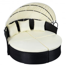 Load image into Gallery viewer, Outdoor Patio Rattan Round Retractable Canopy Daybed
