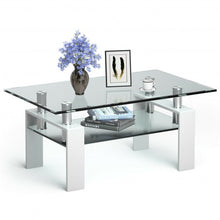 Load image into Gallery viewer, Rectangle Glass Coffee Table with Metal Legs for Living Room-White

