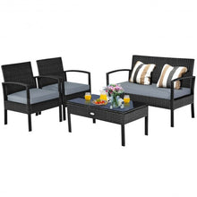 Load image into Gallery viewer, 4 PCS Patio Rattan Cushioned Furniture Set -Black
