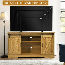 Load image into Gallery viewer, 59&quot; TV Stand with Adjustable Shelf and Sliding Barn Door Cabinet-Golden
