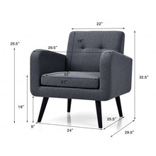 Load image into Gallery viewer, Modern Upholstered Comfy Accent Chair Single Sofa with Rubber Wood Legs-Gray
