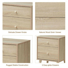 Load image into Gallery viewer, 2-Drawer Nightstand Beside End Side Table with Rubber Legs

