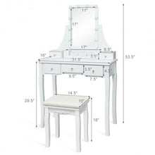 Load image into Gallery viewer, Dimmable Bulbs Touch Switch Vanity Dressing Table Set with Removable Box-White
