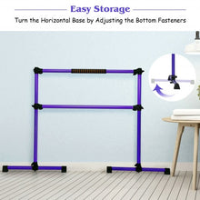 Load image into Gallery viewer, 4 ft Portable Ballet Freestanding Adjustable Double Dance Bar-Purple
