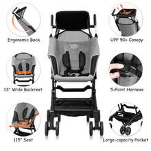 Load image into Gallery viewer, Buggy Portable Pocket Compact Lightweight Stroller Easy Handling -Gray
