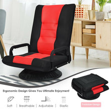Load image into Gallery viewer, 6-Position Adjustable Swivel Folding Gaming Floor Chair-Red
