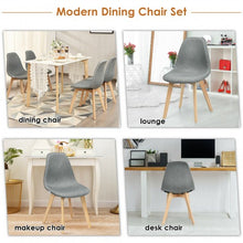Load image into Gallery viewer, 4Pcs Modern Dining Chair Set with Wood Legs and Fabric Cushion Seat
