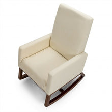 Load image into Gallery viewer, Rocking High Back Upholstered Lounge Armchair with Side Pocket-Beige
