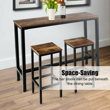 Load image into Gallery viewer, 3 Pieces Bar Table Counter Breakfast Bar Dining Table with Stools-Brown
