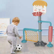 Load image into Gallery viewer, 3-in-1 Height Adjustable Basketball Stand Set with Soccer and Roller
