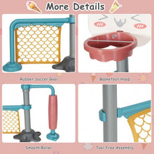Load image into Gallery viewer, 3-in-1 Height Adjustable Basketball Stand Set with Soccer and Roller
