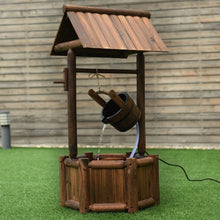 Load image into Gallery viewer, Garden Rustic Wishing Well Wooden Water Fountain with Pump
