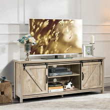 Load image into Gallery viewer, TV Stand with Cabinet Sliding Barn Door -White
