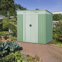 Load image into Gallery viewer, 4x6 ft Outdoor Galvanized Steel Tool Storage Shed with Sliding Door-Light Green

