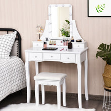 Load image into Gallery viewer, Dimmable Bulbs Touch Switch Vanity Dressing Table Set with Removable Box-White
