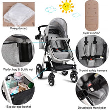 Load image into Gallery viewer, Folding Aluminum Baby Stroller Baby Jogger with Diaper Bag-Gray
