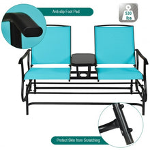 Load image into Gallery viewer, 2-Person Outdoor Patio Double Rocking Loveseat -Turquoise
