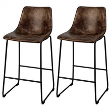 Load image into Gallery viewer, Set of 2 Bar Stool Faux Suede Upholstered Chair-Brown
