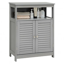 Load image into Gallery viewer, Wood Freestanding Bathroom Storage Cabinet with Double Shutter Door-Gray
