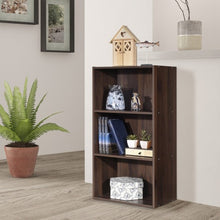 Load image into Gallery viewer, 3 Open Shelf Bookcase Modern Storage Display Cabinet-Walnut
