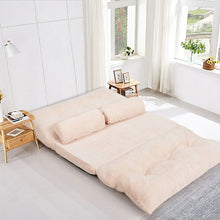 Load image into Gallery viewer, 6-Position Adjustable Sleeper Lounge Couch with 2 Pillows-Beige
