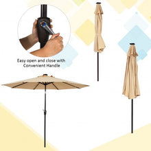 Load image into Gallery viewer, 9 Ft and 32 LED Lighted Solar Patio Market Umbrella Shelter with Tilt and Crank-Beige

