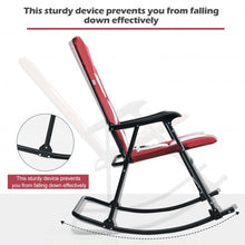 Load image into Gallery viewer, Foldable Rocking Padded Portable Camping Chair with Backrest and Armrest -Red
