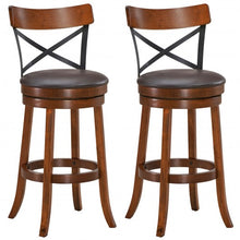 Load image into Gallery viewer, Set of 2 Bar Stools 360-Degree Swivel Dining Bar Chairs with Rubber Wood Legs-29.5 inch
