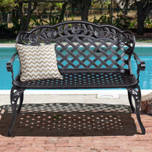 Load image into Gallery viewer, 42.5&quot; Outdoor Furniture Cast Aluminum Antique Garden Bench
