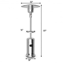 Load image into Gallery viewer, Outdoor Heater Propane Standing LP Gas Steel with Table and Wheels-Silver
