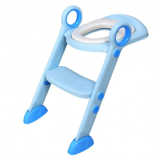 Toddler Toilet Potty Training Seat with Non-Slip Ladder-Blue