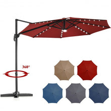 Load image into Gallery viewer, 10 Ft Patio Offset Cantilever Umbrella with Solar Lights-Wine
