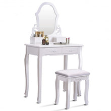 Load image into Gallery viewer, White Vanity Makeup Dressing Table with Mirror + 4 Drawers
