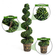 Load image into Gallery viewer, 2-Set 4&#39; Artificial  D�cor Green Boxwood Spiral Tree
