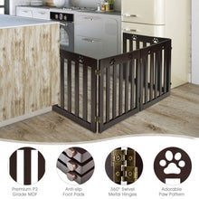 Load image into Gallery viewer, 24&quot; Folding Wooden Freestanding Pet Gate Dog Gate with 360° Hinge -Espresso
