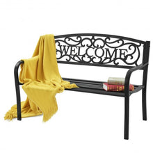 Load image into Gallery viewer, Outdoor Furniture Steel Frame Porch Garden Bench-Black
