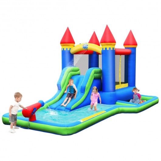 Inflatable Bounce House Kids Water Slide with Climbing Wall