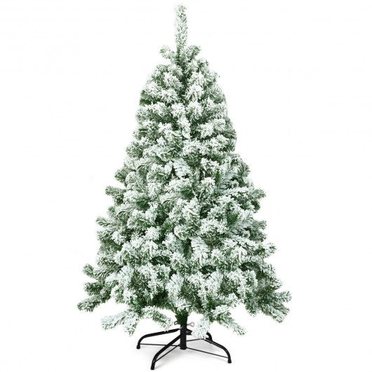 4.5 ft Snow Flocked Artificial Christmas Tree with 400 Tips and Foldable Base