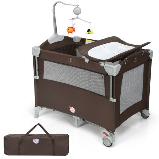 5-in-1  Portable Baby Beside Sleeper Bassinet Crib Playard w/ Diaper Changer