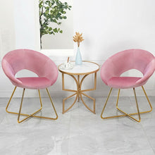 Load image into Gallery viewer, Set of 2 Accent Velvet Chairs Dining Chairs Arm Chair with Golden Legs-Pink
