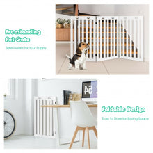 Load image into Gallery viewer, 36&quot; Folding Wooden Freestanding Pet Gate Dog Gate w/360° Flexible Hinge-White
