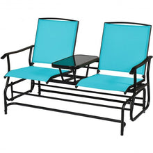Load image into Gallery viewer, 2-Person Outdoor Patio Double Rocking Loveseat -Turquoise
