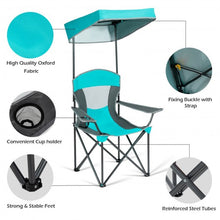 Load image into Gallery viewer, Portable Folding Camping Canopy Chair with Cup Holder Cooler -Turquoise
