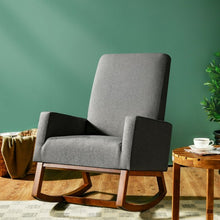 Load image into Gallery viewer, Rocking High Back Upholstered Lounge Armchair with Side Pocket-Gray

