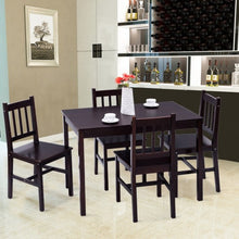 Load image into Gallery viewer, 5 pcs Wood Dining 4 Chairs &amp; Table Set-Black

