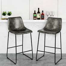 Load image into Gallery viewer, Set of 2 Bar Stool Faux Suede Upholstered Chair-Gray
