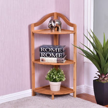 Load image into Gallery viewer, 3 Tiers Free Standing Bamboo Corner Shelving Rack

